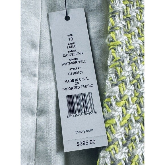 Theory Open Front Blazer / Jacket Darjeeling Vibrant Yellow / White New w Tag 10 - Picture 5 of 8